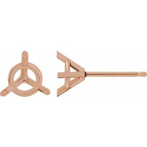 14K Rose Gold 4 mm Round 3-Prong Cocktail-Style Earring Mounting