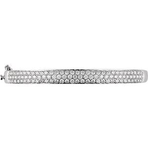 14K White Gold 3 CTW Natural Diamond Pavé Bangle 7" Bracelet – image 2