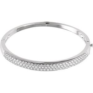 14K White Gold 3 CTW Natural Diamond Pavé Bangle 7" Bracelet