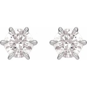 10K White Gold 3.5 mm Round 6-Prong Claw Earring Mounting – image 3