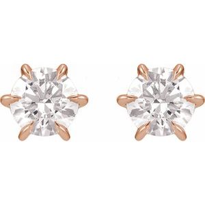 14K Rose Gold 3 mm Round 6-Prong Claw Earring Mounting – image 3