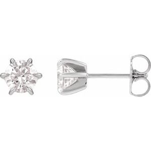 10K White Gold 9 mm Round 6-Prong Claw Earring Mounting – image 2