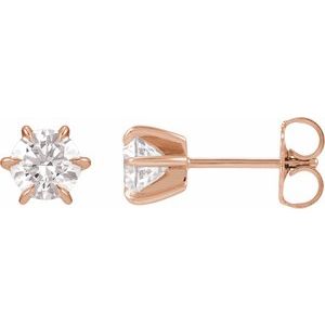 14K Rose Gold 3 mm Round 6-Prong Claw Earring Mounting – image 2