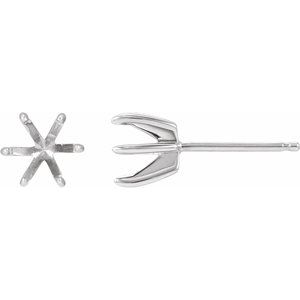 Sterling Silver 10 mm Round 6-Prong Claw Earring Mounting