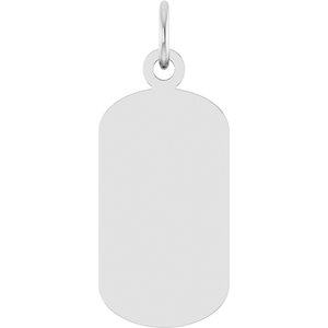 14K White Gold Engravable Dog Tag Pendant