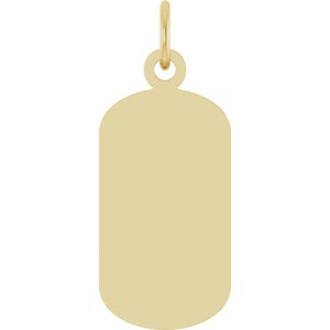 14K Yellow Gold Engravable Dog Tag Pendant