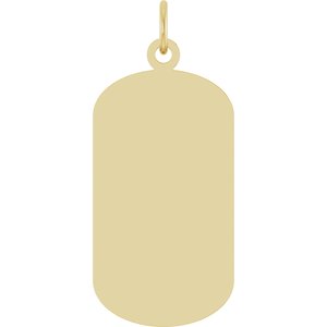 10K Yellow Gold Engravable Dog Tag Pendant