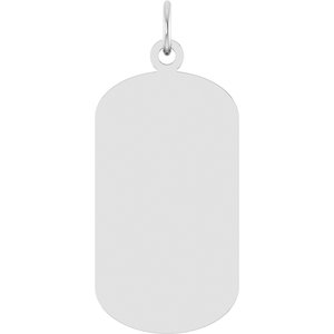 10K White Gold Engravable Dog Tag Pendant