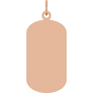 14K Rose Gold Engravable Dog Tag Pendant