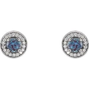 14K White Gold Lab-Grown Alexandrite & 1/5 CTW Natural Diamond Earrings – image 2