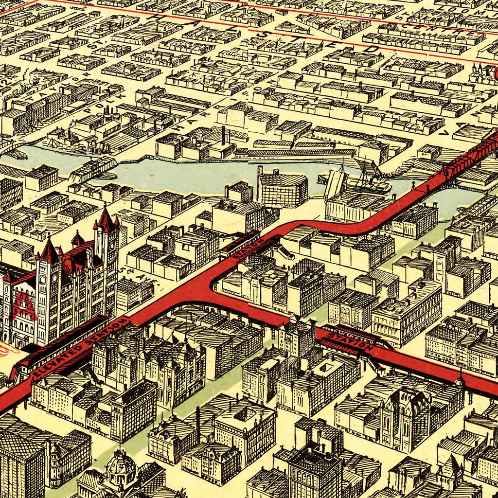 Vintage Map of Chicago, Illinois 1897
