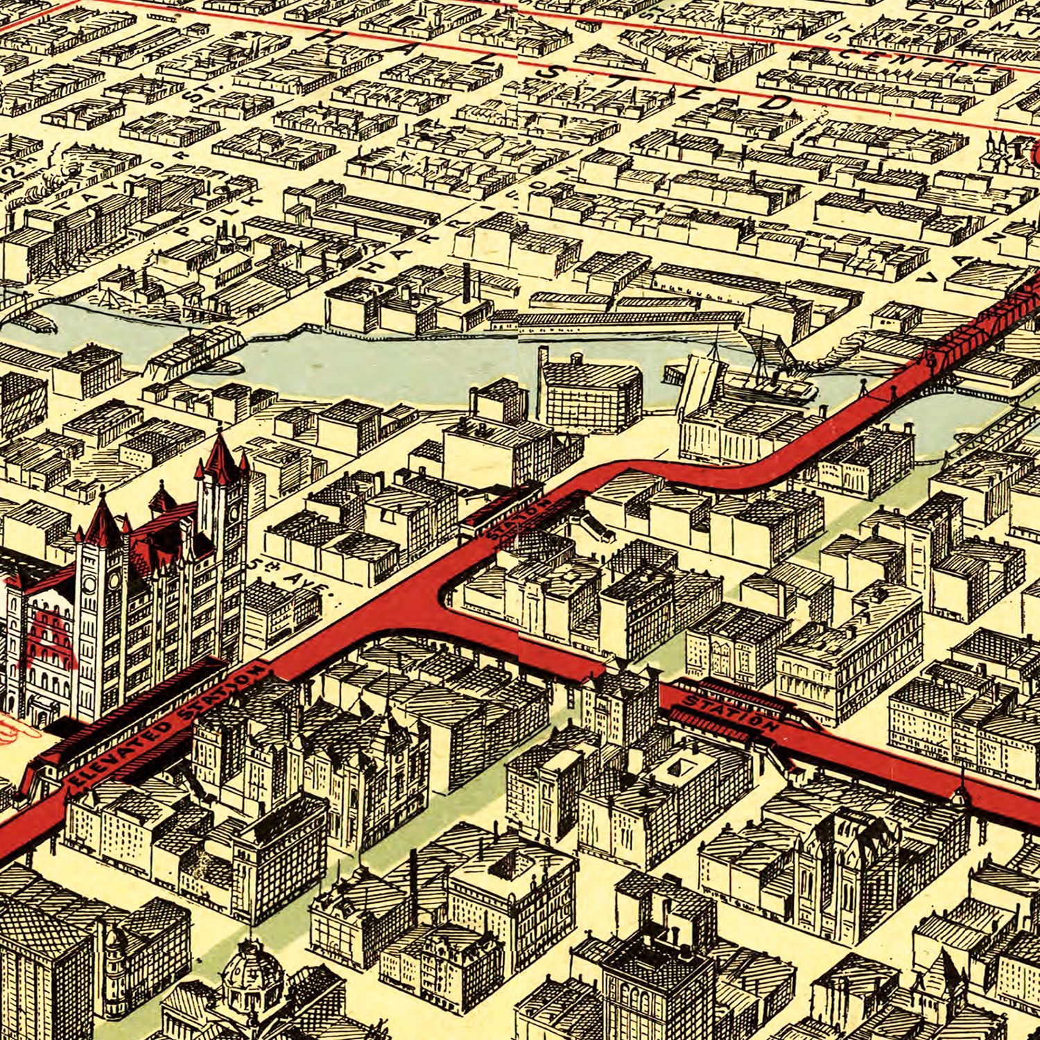 Vintage Map of Chicago, Illinois 1897