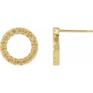10K Yellow Gold 1.5 mm Round Accented Circle Earring Mounting
