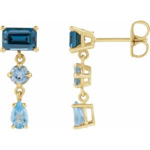 14K Yellow Gold Multi-Gemstone Dangle Earrings