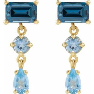 14K Yellow Gold Multi-Gemstone Dangle Earrings – image 2