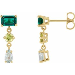 14K Yellow Gold Multi-Gemstone Dangle Earrings