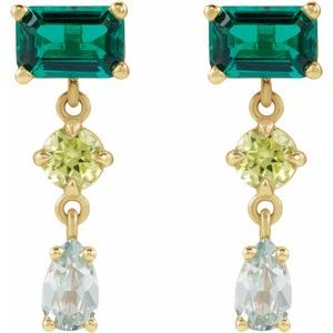 14K Yellow Gold Multi-Gemstone Dangle Earrings – image 2