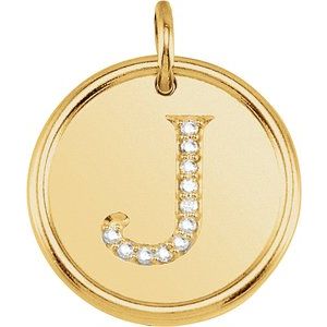 18K Yellow Gold Vermeil .06 CTW Natural Diamond Posh Mommy® Initial J Pendant