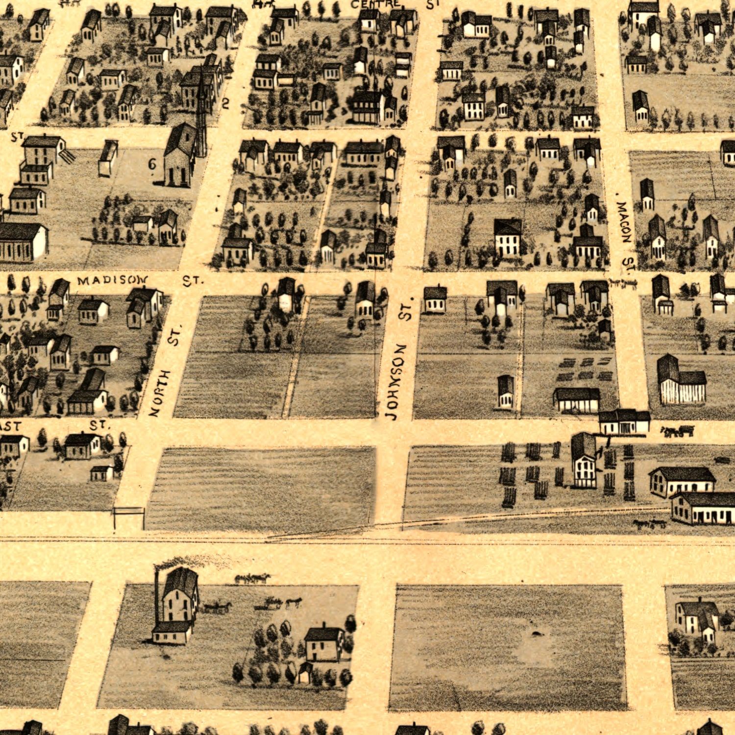Vintage Map of Clinton, Illinois 1869