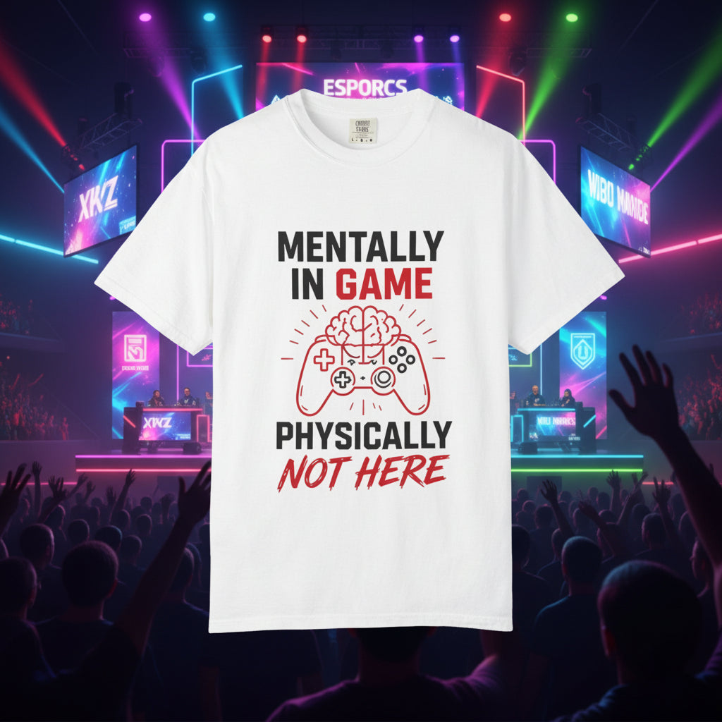 Gaming T-Shirt "Mentally in Game, Physically Not Here" Graphic Tee
