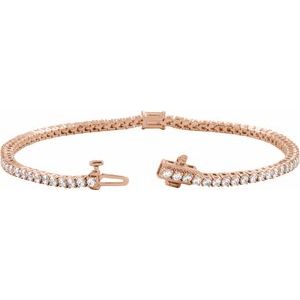 14K Rose Gold 2 3/4 CTW Lab-Grown Blue Sapphire & Lab-Grown Diamond 7" Bracelet – image 2
