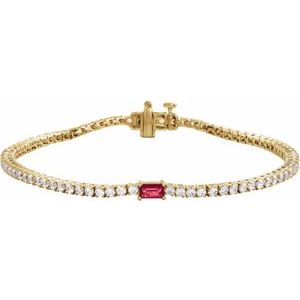 14K Yellow Gold 2 3/4 CTW Lab-Grown Ruby & Lab-Grown Diamond 7" Bracelet