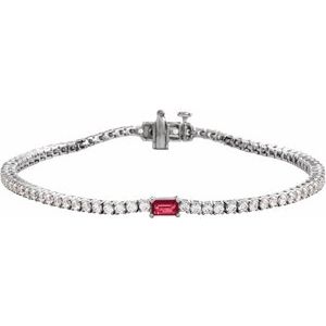 14K White Gold 2 3/4 CTW Lab-Grown Ruby & Lab-Grown Diamond 7" Bracelet