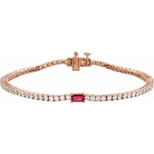 14K Rose Gold 2 3/4 CTW Lab-Grown Ruby & Lab-Grown Diamond 7" Bracelet