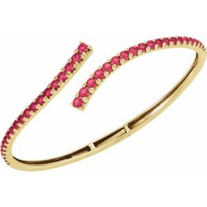 14K Yellow Gold Lab-Grown Ruby Graduated Bypass Cuff 7 1/4" Bracelet – image 4