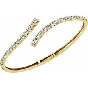 14K Yellow Gold 2 5/8 CTW Lab-Grown Diamond Graduated Bypass Cuff 7" Bracelet – image 4
