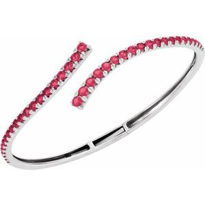 Sterling Silver Lab-Grown Ruby Graduated Bypass Cuff 7 1/4" Bracelet – image 4