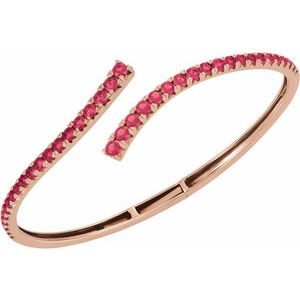 14K Rose Gold Lab-Grown Ruby Graduated Bypass Cuff 7 1/4" Bracelet – image 4