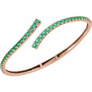 14K Rose Gold Lab-Grown Emerald Graduated Bypass Cuff 7 1/4" Bracelet – image 4