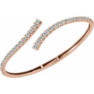 14K Rose Gold 2 5/8 CTW Lab-Grown Diamond Graduated Bypass Cuff 7" Bracelet – image 4