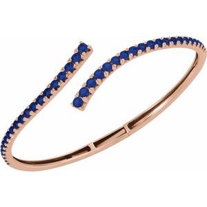 14K Rose Gold Lab-Grown Blue Sapphire Graduated Bypass Cuff 7 1/4" Bracelet – image 4