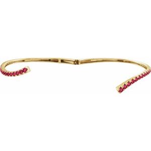 14K Yellow Gold Lab-Grown Ruby Graduated Bypass Cuff 7 1/4" Bracelet – image 2