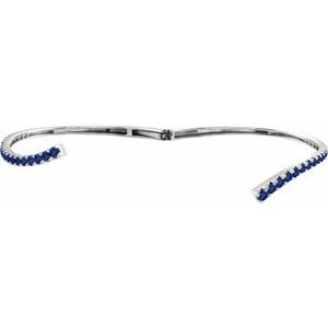 Sterling Silver Lab-Grown Blue Sapphire Graduated Bypass Cuff 7 1/4" Bracelet – image 2