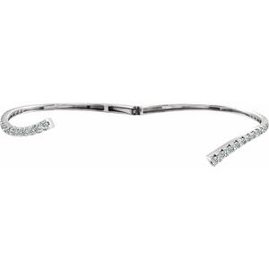 14K White Gold 2 5/8 CTW Lab-Grown Diamond Graduated Bypass Cuff 7" Bracelet – image 2