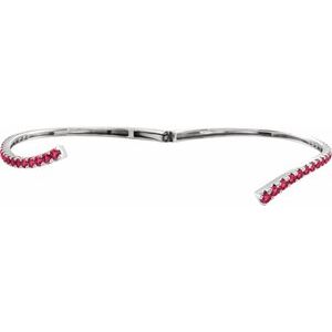 Sterling Silver Lab-Grown Ruby Graduated Bypass Cuff 7 1/4" Bracelet – image 2