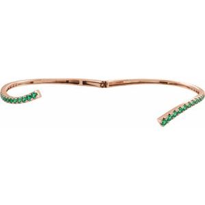 14K Rose Gold Lab-Grown Emerald Graduated Bypass Cuff 7 1/4" Bracelet – image 2
