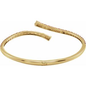 14K Yellow Gold Lab-Grown Ruby Graduated Bypass Cuff 7 1/4" Bracelet – image 3