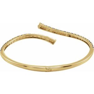 14K Yellow Gold Lab-Grown Blue Sapphire Graduated Bypass Cuff 7 1/4" Bracelet – image 3
