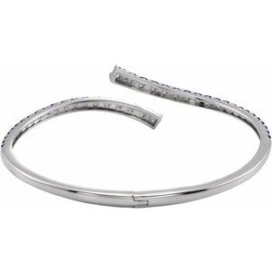 14K White Gold Lab-Grown Blue Sapphire Graduated Bypass Cuff 7 1/4" Bracelet – image 3