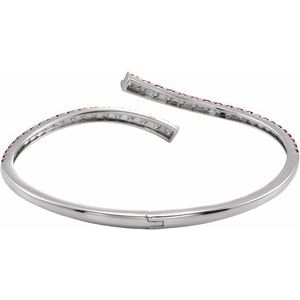 14K White Gold Lab-Grown Ruby Graduated Bypass Cuff 7 1/4" Bracelet – image 3