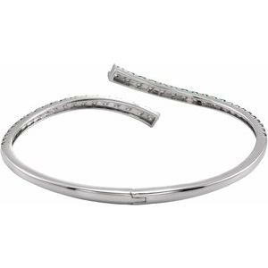 14K White Gold Lab-Grown Emerald Graduated Bypass Cuff 7 1/4" Bracelet – image 3
