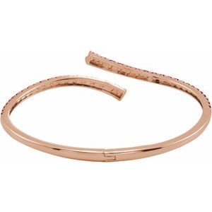 14K Rose Gold Lab-Grown Ruby Graduated Bypass Cuff 7 1/4" Bracelet – image 3