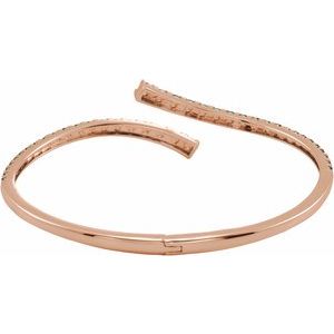 14K Rose Gold Lab-Grown Emerald Graduated Bypass Cuff 7 1/4" Bracelet – image 3