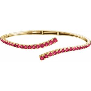 14K Yellow Gold Lab-Grown Ruby Graduated Bypass Cuff 7 1/4" Bracelet