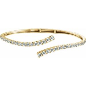 14K Yellow Gold 2 5/8 CTW Lab-Grown Diamond Graduated Bypass Cuff 7" Bracelet