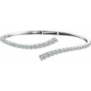 14K White Gold 2 5/8 CTW Lab-Grown Diamond Graduated Bypass Cuff 7" Bracelet